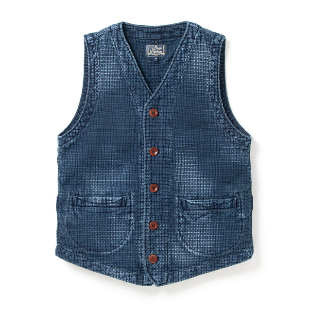 USEDインディゴ刺し子ベスト【4571U】