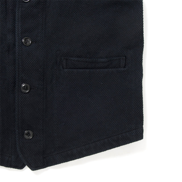 京黒紋付染刺し子ベスト【4573】