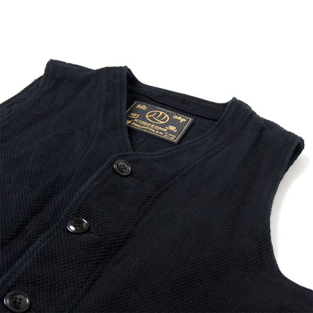 京黒紋付染刺し子ベスト【4573】