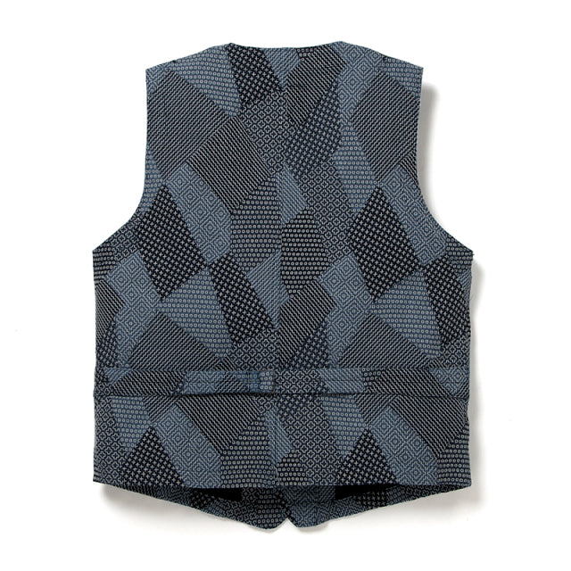 ツギハギ刺し子ベスト【4577】