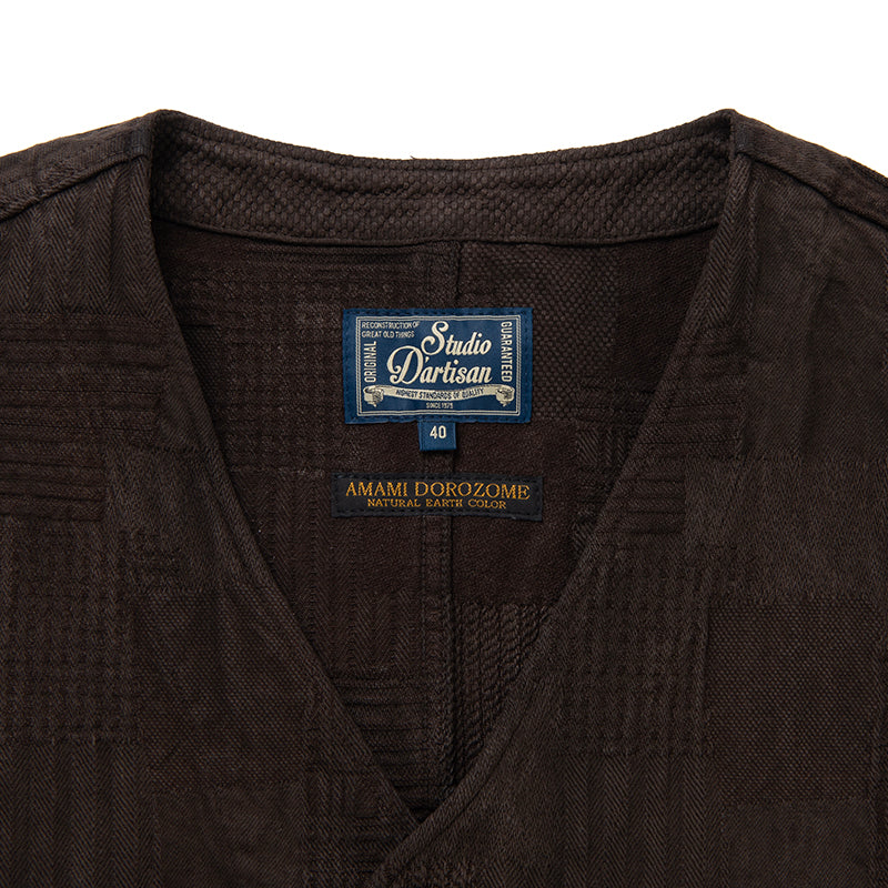 奄美泥染BOROジャガードベスト【4605】