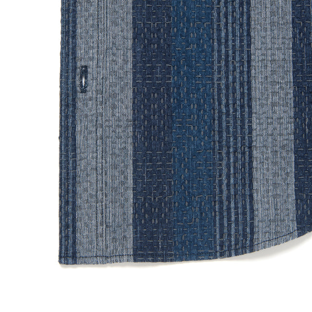 NORAGI KASURI SASHIKO半袖シャツ【5696】