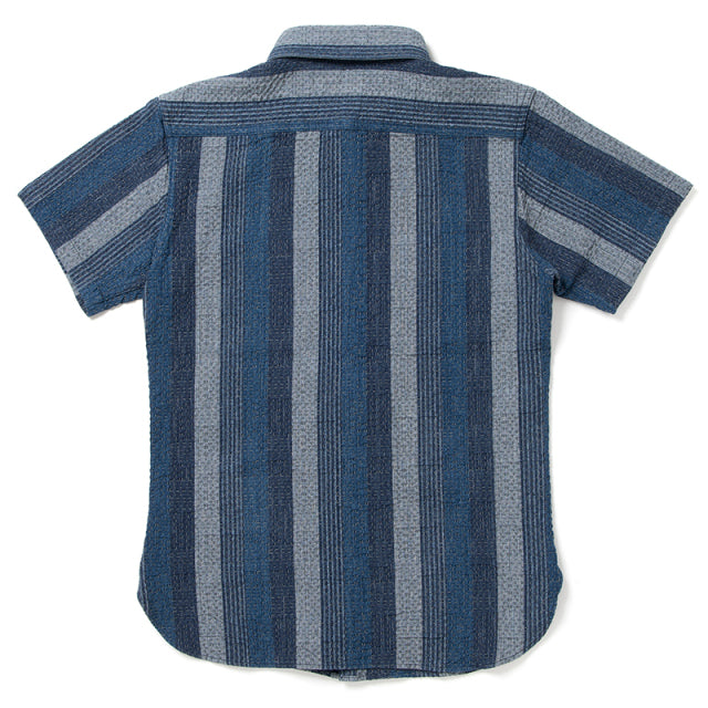 NORAGI KASURI SASHIKO半袖シャツ【5696】