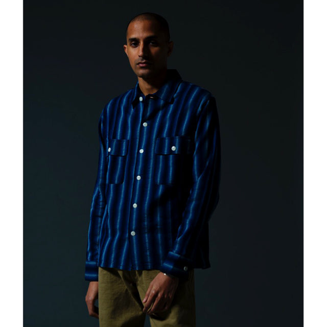 阿波しじら織り長袖シャツ【5706A】