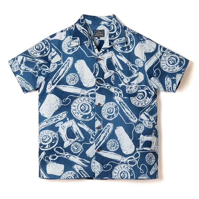 インディゴ抜染アロハシャツ【5722】