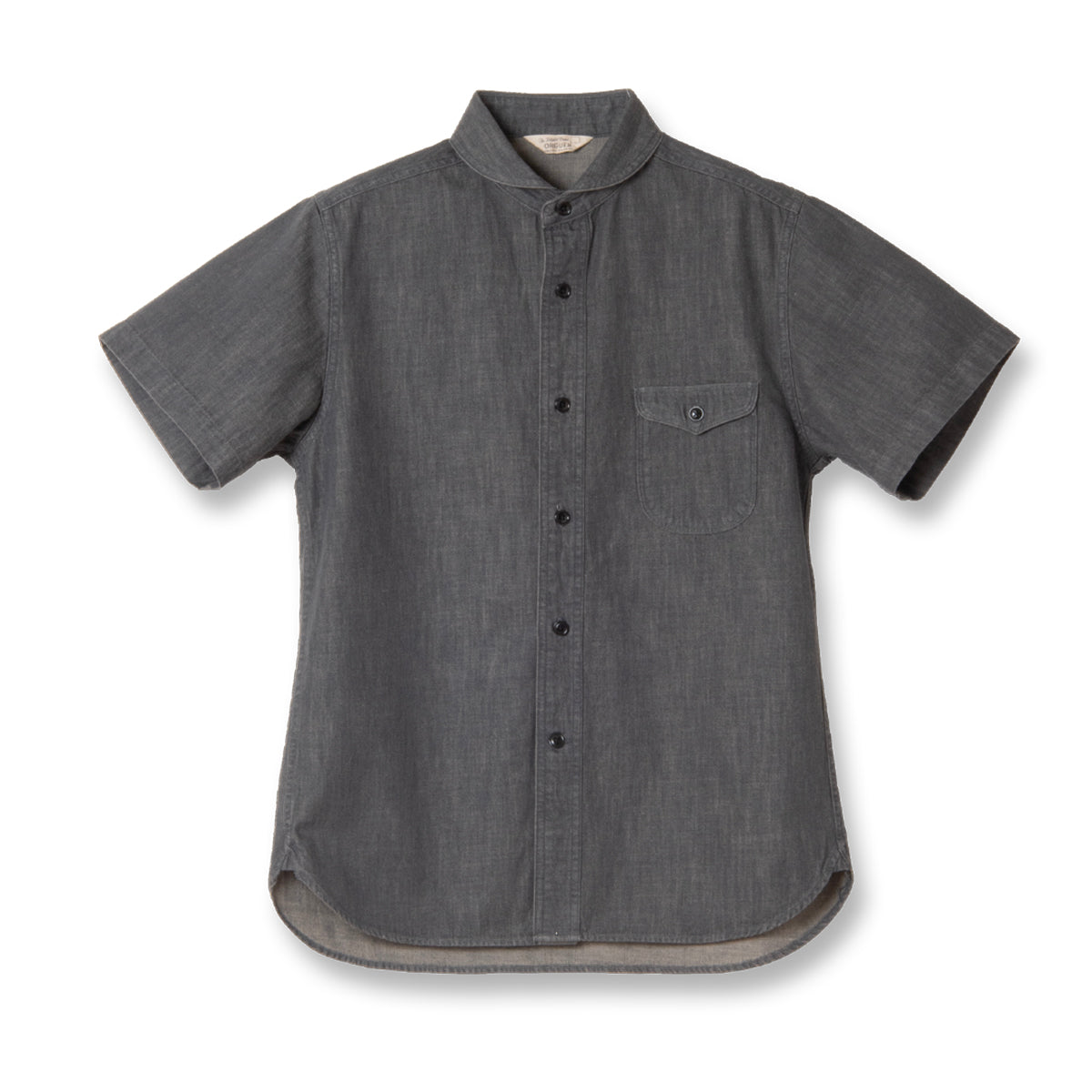 Denim Shawl Collar Short Sleeve Shirt【OR-5107S】
