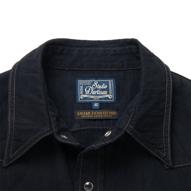 奄美泥染めインディゴデニムシャツ【SP-124】