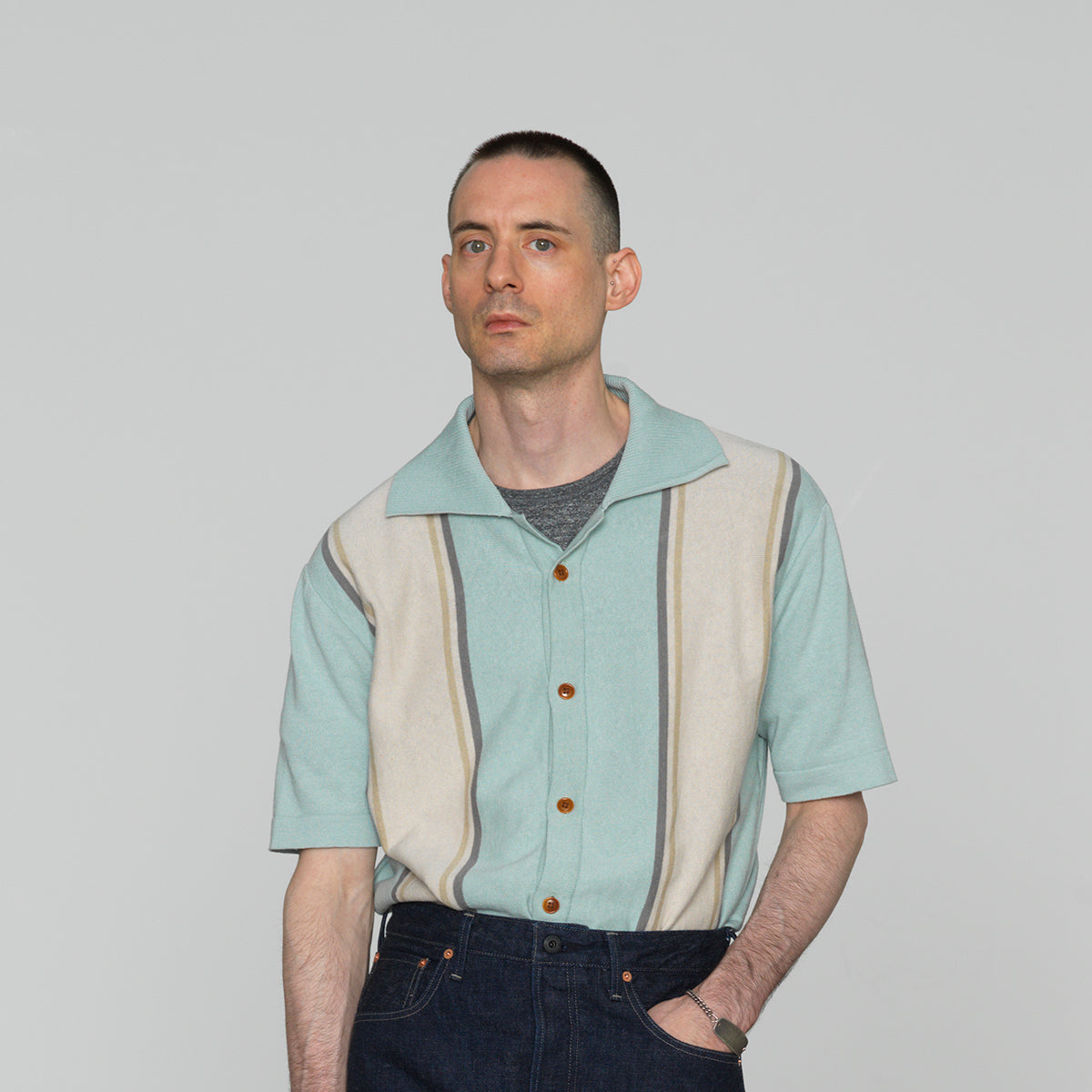 Stripe Knit Shirt 【OR-9103】