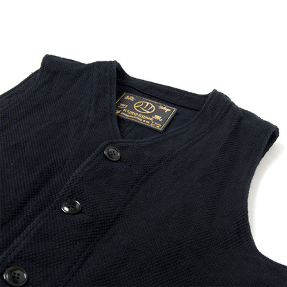 京黒紋付染刺し子ベスト【4573】