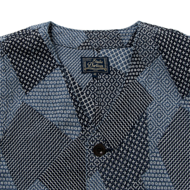 ツギハギ刺し子ベスト【4577】