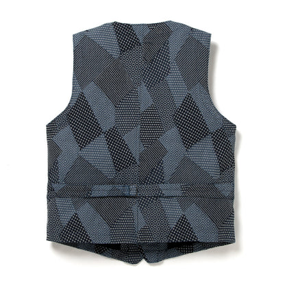 ツギハギ刺し子ベスト【4577】