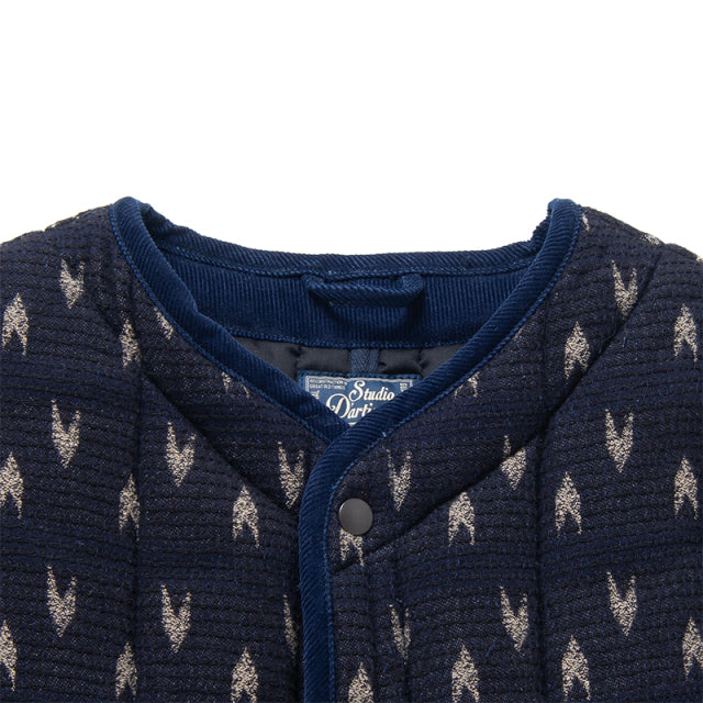 矢絣インディゴ刺し子ベスト【4598】