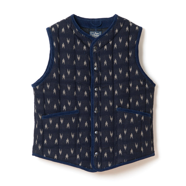 矢絣インディゴ刺し子ベスト【4598】