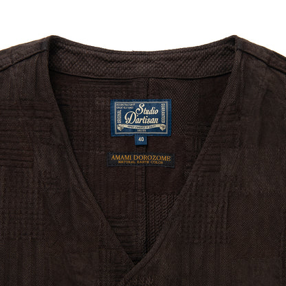 奄美泥染BOROジャガードベスト【4605】