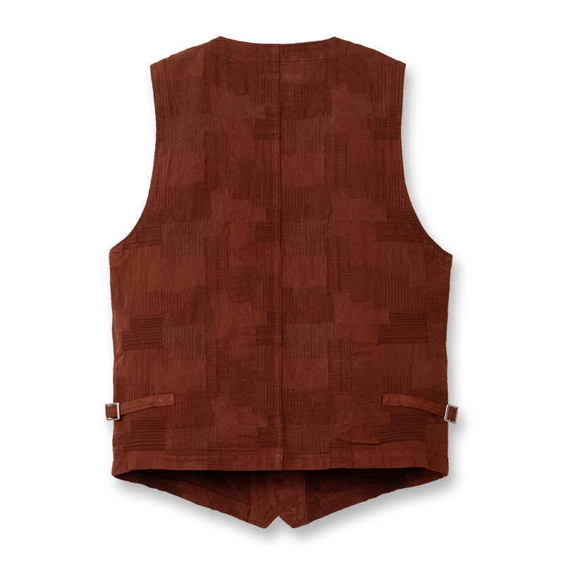 奄美泥染BOROジャガードベスト【4605】