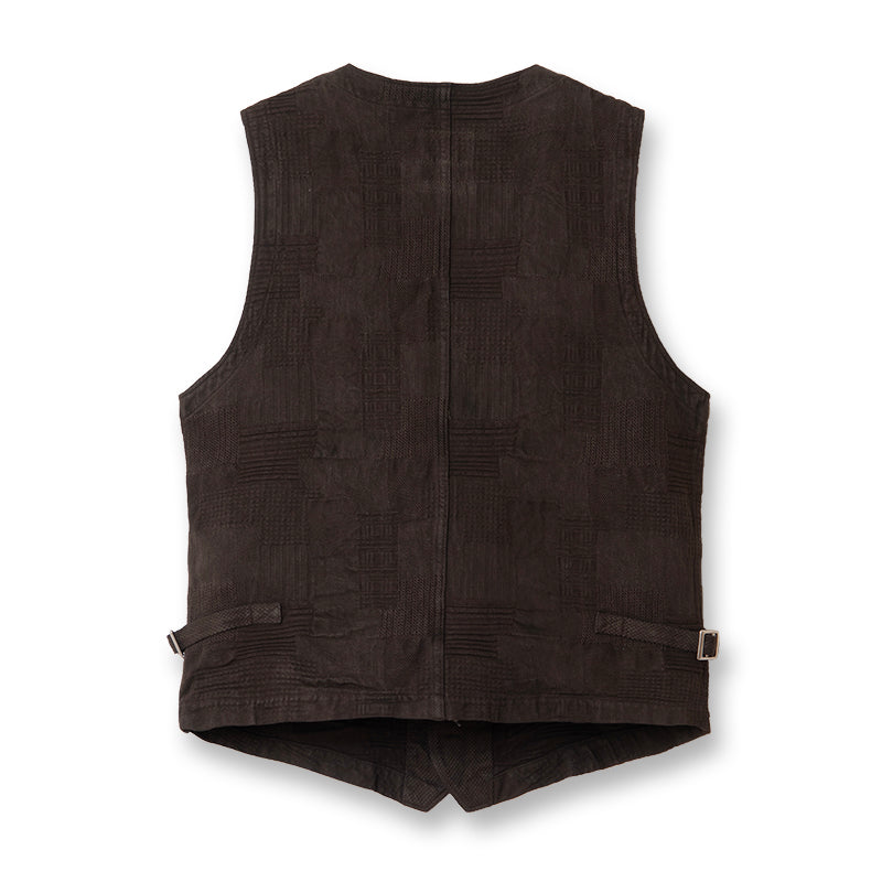 奄美泥染BOROジャガードベスト【4605】