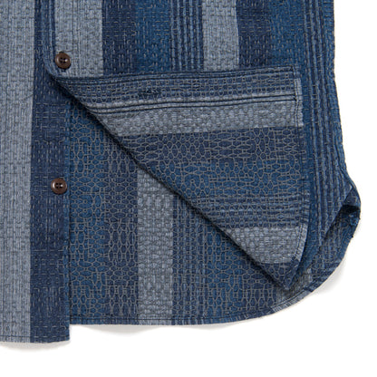 NORAGI KASURI SASHIKO半袖シャツ【5696】