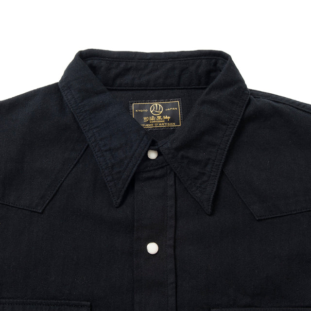 京黒紋付染ウエスタンシャツ【5686】