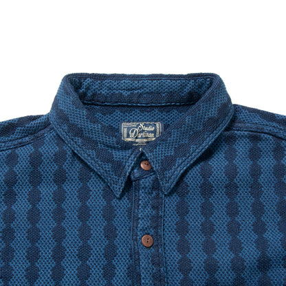 インディゴ刺し子ドビー織りシャツ【5695】