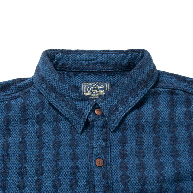 インディゴ刺し子ドビー織りシャツ【5695】