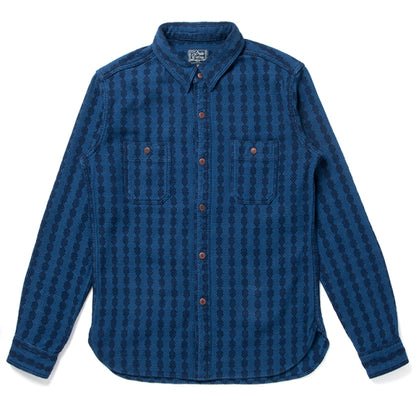 インディゴ刺し子ドビー織りシャツ【5695】