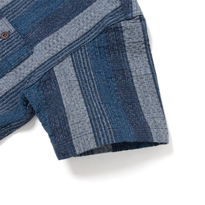 NORAGI KASURI SASHIKO半袖シャツ【5696】