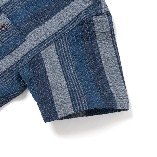 NORAGI KASURI SASHIKO半袖シャツ【5696】