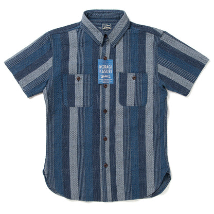 NORAGI KASURI SASHIKO半袖シャツ【5696】