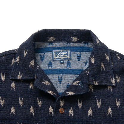 矢絣インディゴ刺し子シャツ【5712】