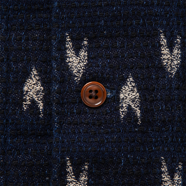 矢絣インディゴ刺し子シャツ【5712】