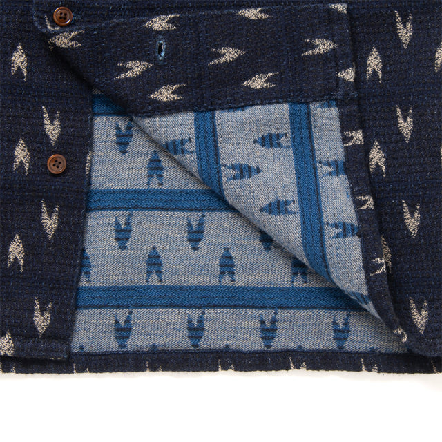 矢絣インディゴ刺し子シャツ【5712】