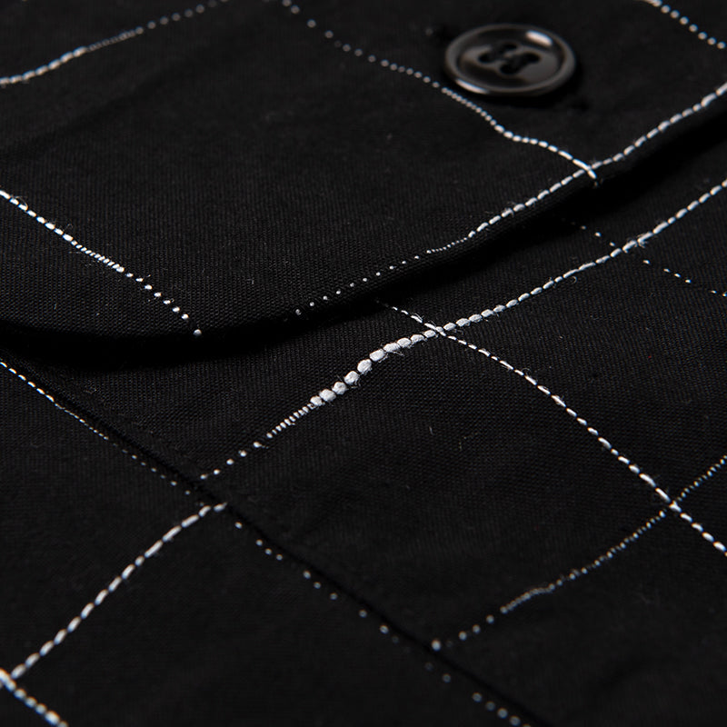 京黒紋付染絣半袖シャツ【5720】