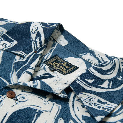 インディゴ抜染アロハシャツ【5722】