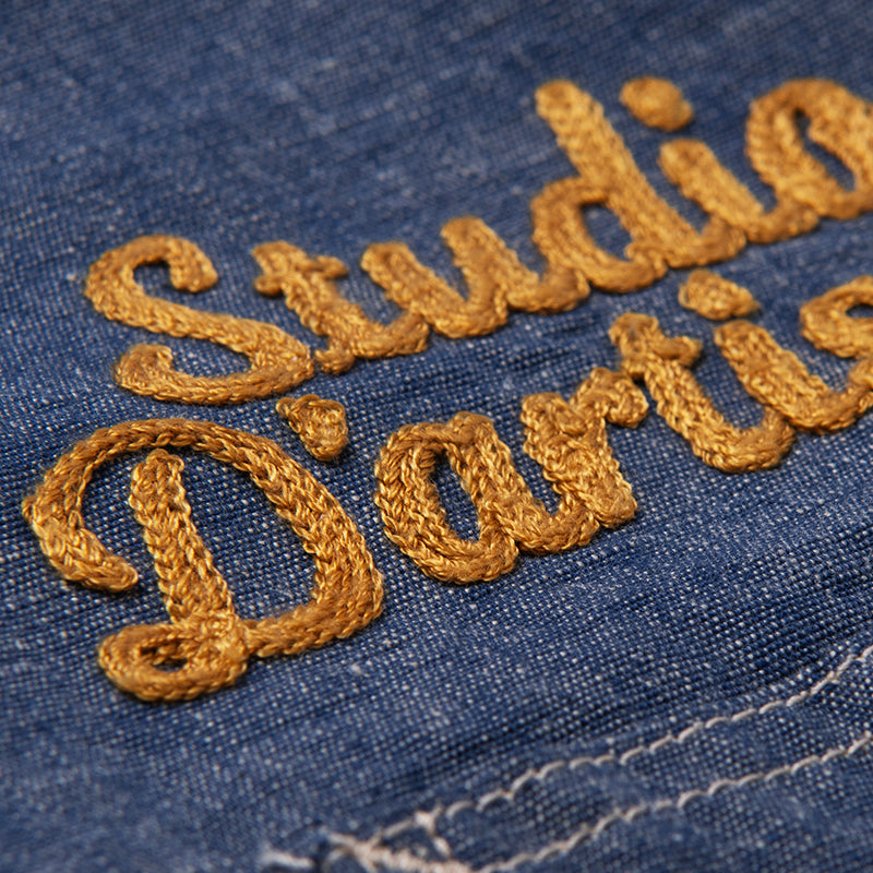 刺繍シャンブレー半袖シャツ【5723S】