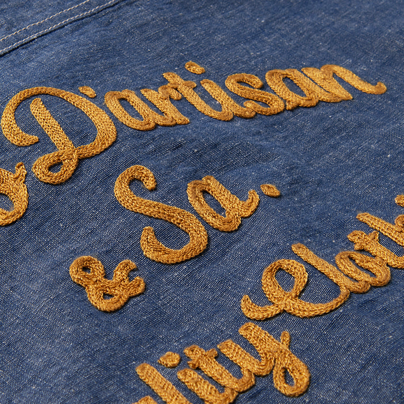 刺繍シャンブレー半袖シャツ【5723S】