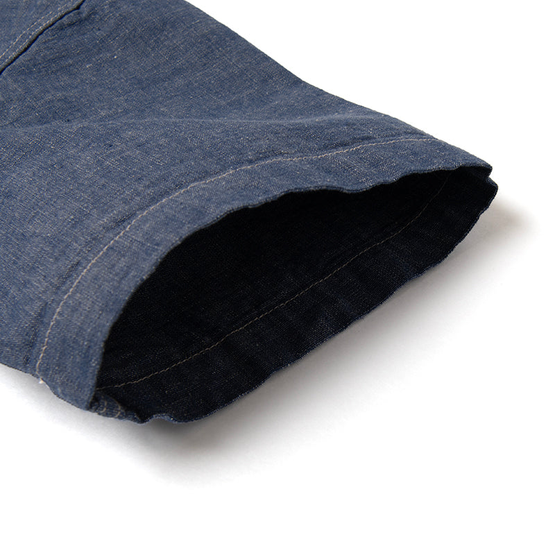 刺繍シャンブレー半袖シャツ【5723S】