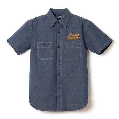 刺繍シャンブレー半袖シャツ【5723S】