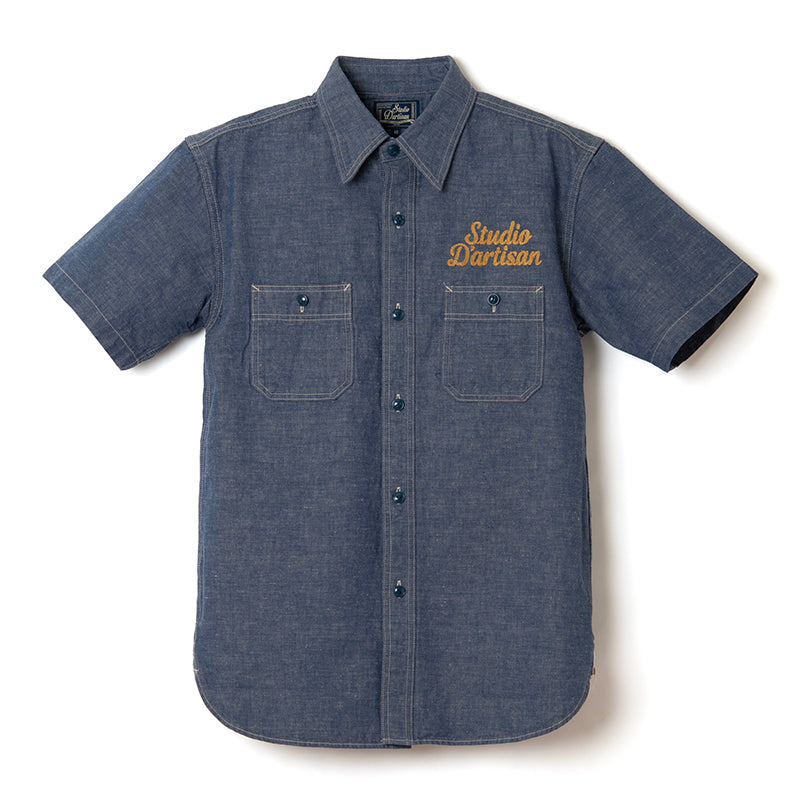 刺繍シャンブレー半袖シャツ【5723S】