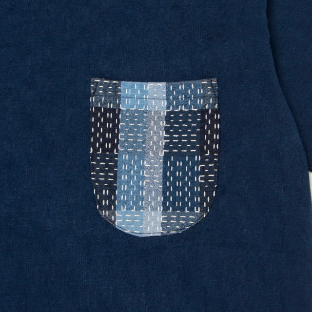 インディゴ NORAGI SASHIKO ポケットTシャツ【8057-IND】