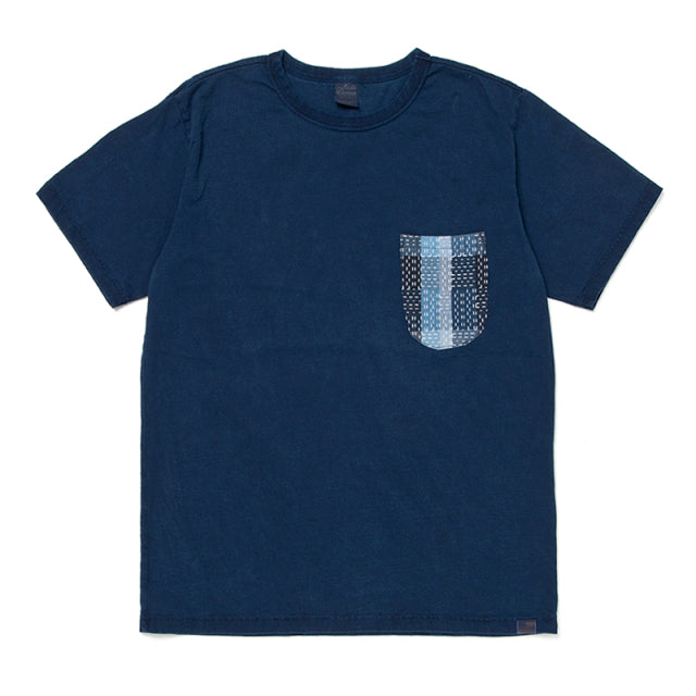 インディゴ NORAGI SASHIKO ポケットTシャツ【8057-IND】