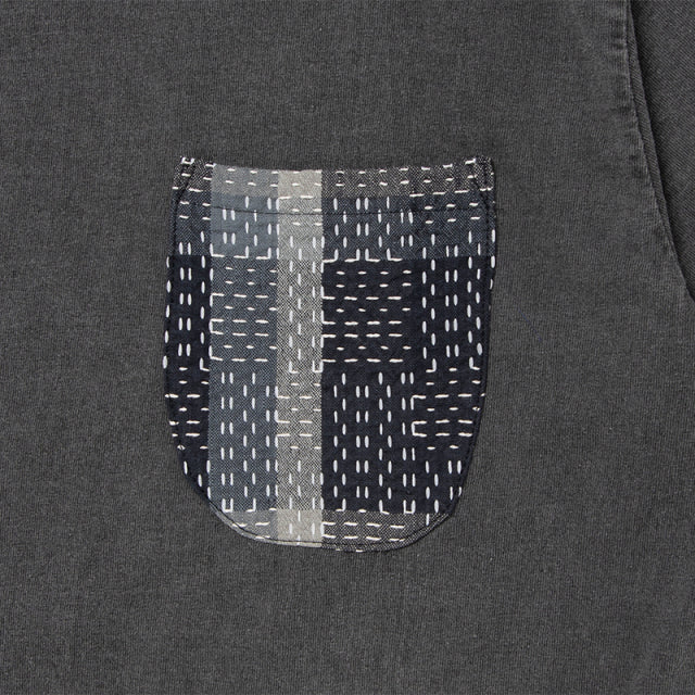 墨染め NORAGI SASHIKO ポケットTシャツ【8057-SUMI】