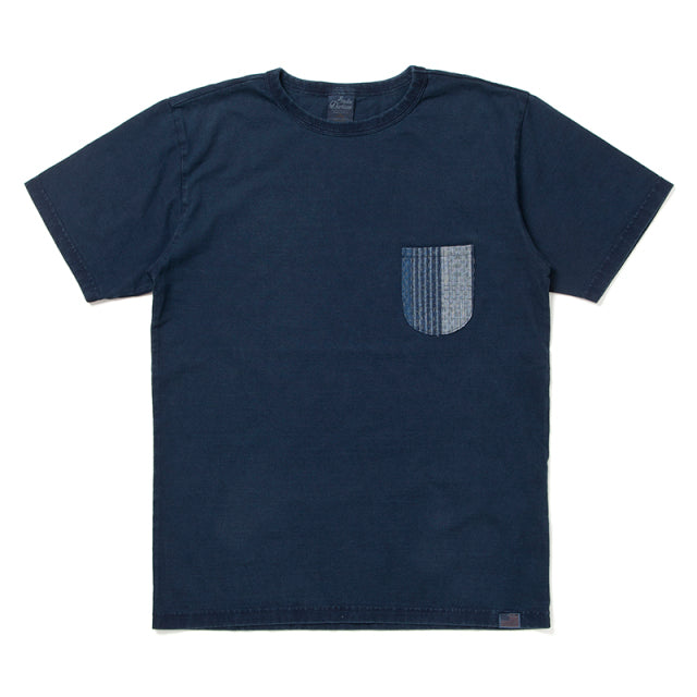 野良着絣刺し子ポケットTシャツ【8099】
