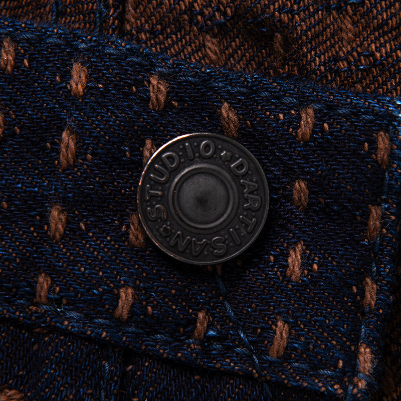 柿渋刺し子レギュラーストレートジーンズ【D1897R】BIGサイズ