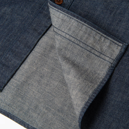 Denim Shawl Collar Short Sleeve Shirt【OR-5107S】