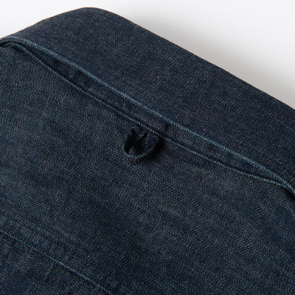 Denim Shawl Collar Short Sleeve Shirt【OR-5107S】