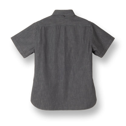 Denim Shawl Collar Short Sleeve Shirt【OR-5107S】