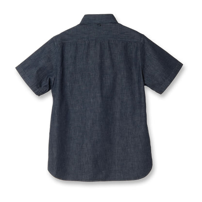 Denim Shawl Collar Short Sleeve Shirt【OR-5107S】