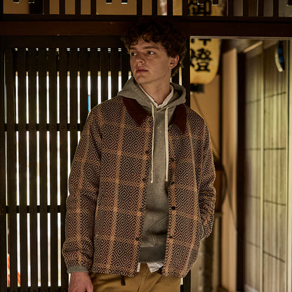 柿渋野良着刺し子コーチジャケット【4618】